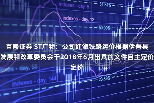 百盛证券 ST广物：公司红淖铁路运价根据伊吾县发展和改革委员会于2018年6月出具的文件自主定价